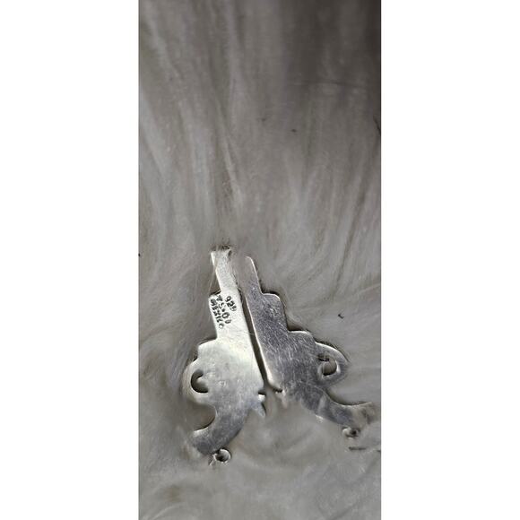 Mexico 925 large Silver Revolver Earrings with Shepherd Hook back 2" X 1" - Picture 4 of 6